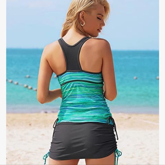 Racerback Colorblock 2-Piece Tankini - Picture 3 of 6